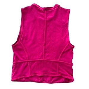 BoomBoom Jeans Women’s Sm Bright Pink Crew Neck Cropped Corset Athletic Tank Top